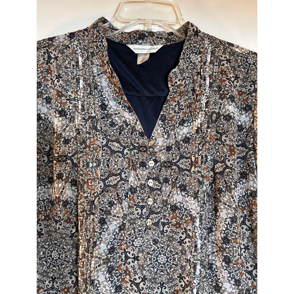 CHRISTOPHER & BANKS Women’s Paisley Lined Long Sleeve Top / Size: XL - Picture 8 of 9